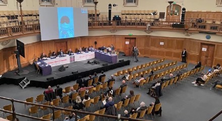 Near-empty conference hall